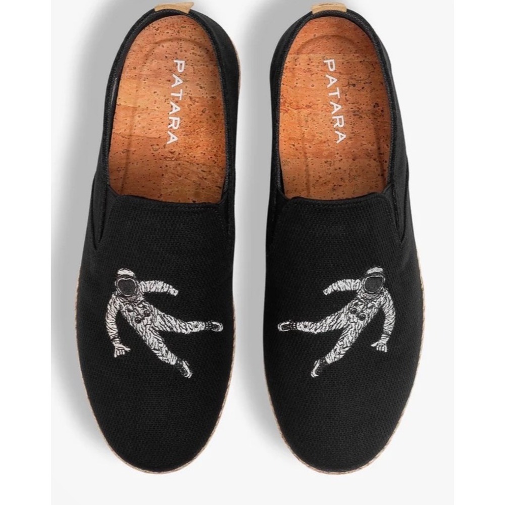 Patara Astronaut Seeker Black Embroidered Slip On Loafers Mens Size 10 US 43 EU